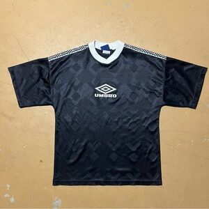 Vintage 90’s Umbro Black Men's Blank Soccer Jersey Shirt Medium
